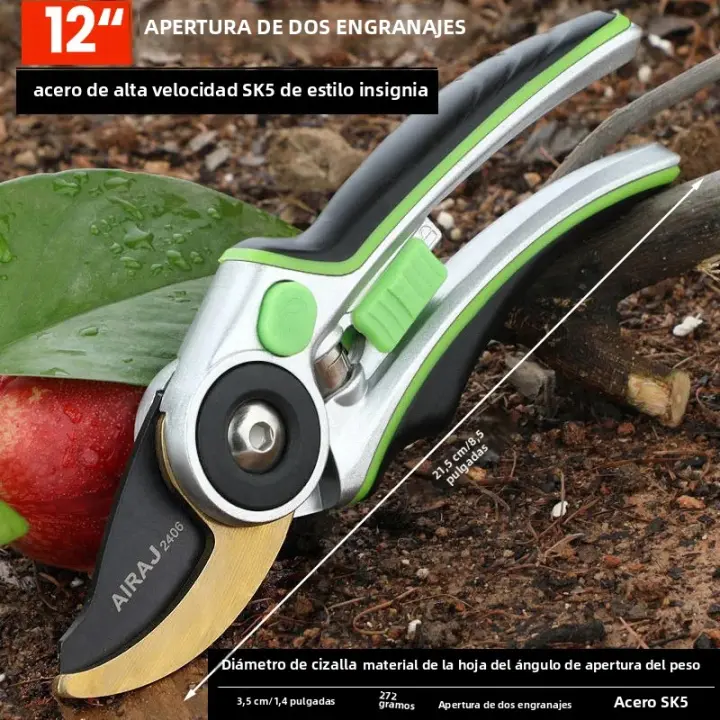 Tijeras De Podar AIRAJ 2406 Herramientas De Jardín Ahorro De Esfuerzo Con Agarre Antideslizante Y Protección Para Mano Duraderas Para Podar Ramas Afiladas - 1