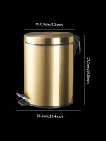 Bandeja De Papelera De Acero Inoxidable 5L Moderna Con Pedal De Pie Para Baño Y Cocina Resistente Al Polvo Y Agua Color Oro - details 4