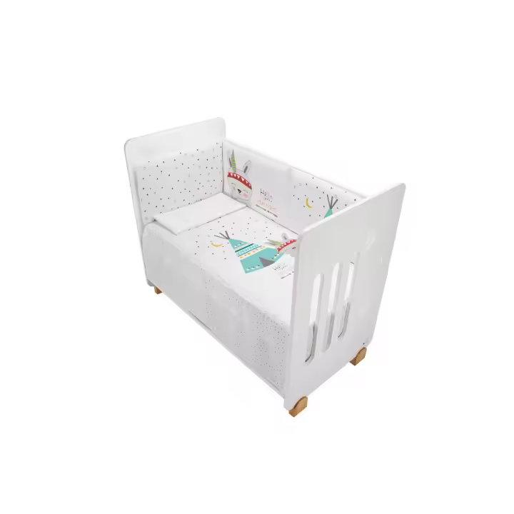 COORDENADO 3 PCS. PARA BERÇO 60X120 (COLCHA+PÁRA-CHOQUES+ALMOFADA)-JERSEY-MOD. TIPI OSO-BRANCO - 1