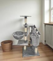 Árbol Rascador Gris 50x35x138cm Arbol para Gatos con Plataforma Torre Rascador Escalador para 2-3 Gatos Medianos Estable Rascador con Nidos Hamaca Plataformas Juguete Poste De Sisal Natural ref 51093 - details 0