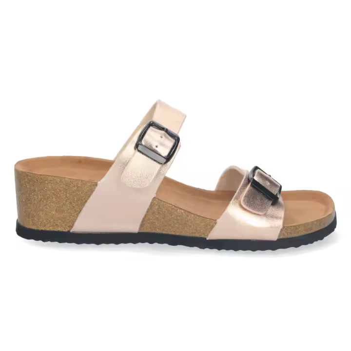 PuntoSalao Sandalias de cuña bio y hebilla mujer color champán M-220 - 1