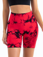 Shorts De Gimnasio Para Mujer Con Diseño De Tie Dye Y Cintura Elástica Ancha Sin Costuras De Alta Cintura Leggings De Deporte - details 21