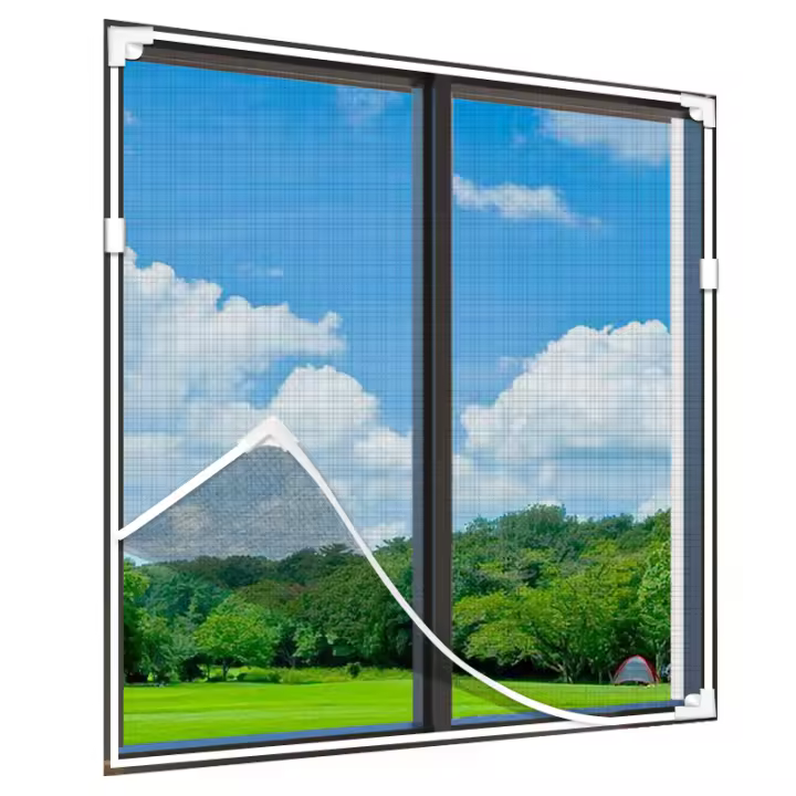 Mosquitera magnética para ventanas, mosquitera ajustable para ventanas, mantiene insectos, moscas y mosquitos fuera, marco blanco, malla gris (150x180cm) - 1