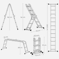 Escalera Extensible 3x4 peldaños, Multifuncional y Compacta, Ideal para Trabajos en Altura - details 0