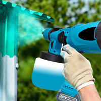 PISTOLA DE PULVERIZACIÓN eléctrica, pulverizador de pintura inalámbrico, aerógrafo de revestimiento de acero para muebles de coche, Compatible con batería Makita de 18V, 800ML, - details 2