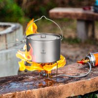 TOMSHOO Sartén De Camping De Titanio Ultraligera Con Tapa Y Mango Plegable Para Cocina Al Aire Libre Tamaños 0.75L/0.9L/1.1L/1.6L/2L/2.8L - details 3