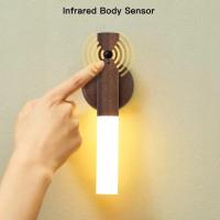 Luz Nocturna Sensor De Madera Sólida Recargable Portátil LED Para Interior Sensor De Movimiento Magnético Luz Nocturna Mano-Por-Hand - details 2