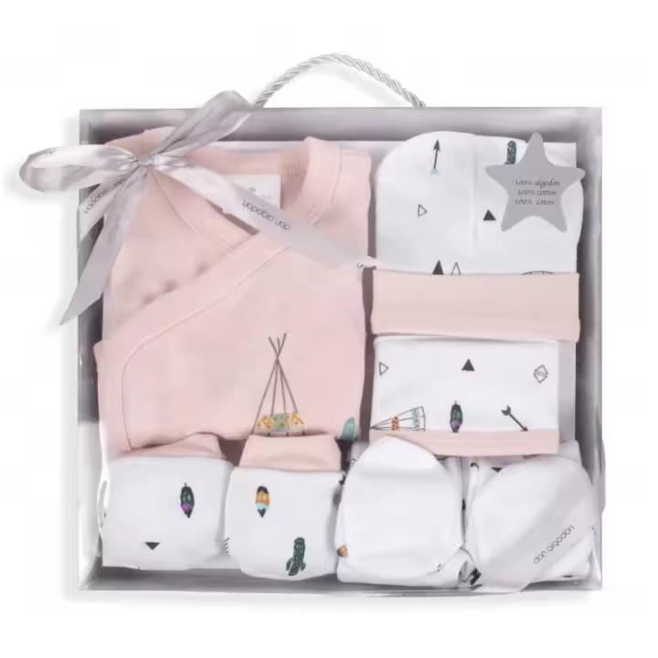Primeras Puestas Bebé Set Regalo 5 Piezas Dakota Rosa Don Algodón - 1