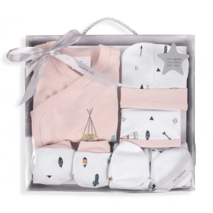 Primeras Puestas Bebé Set Regalo 5 Piezas Dakota Rosa Don Algodón - 1