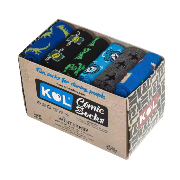 Kisses and Love-Pack 6 Calcetines Surtidos Caña Alta KL8001 para Hombre-Mujer - 1