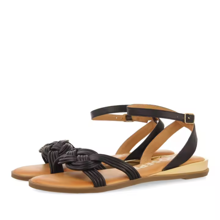 Gioseppo Sandalias Negras Mujer con Tiras Anudadas y Mini Cuña - 1