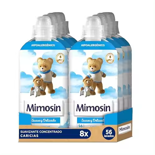 PACK de 8 - Mimosín suavizante concentrado hipoalergénico Suave y Delicado Caricias 8 botellas de 56 dosis - 1