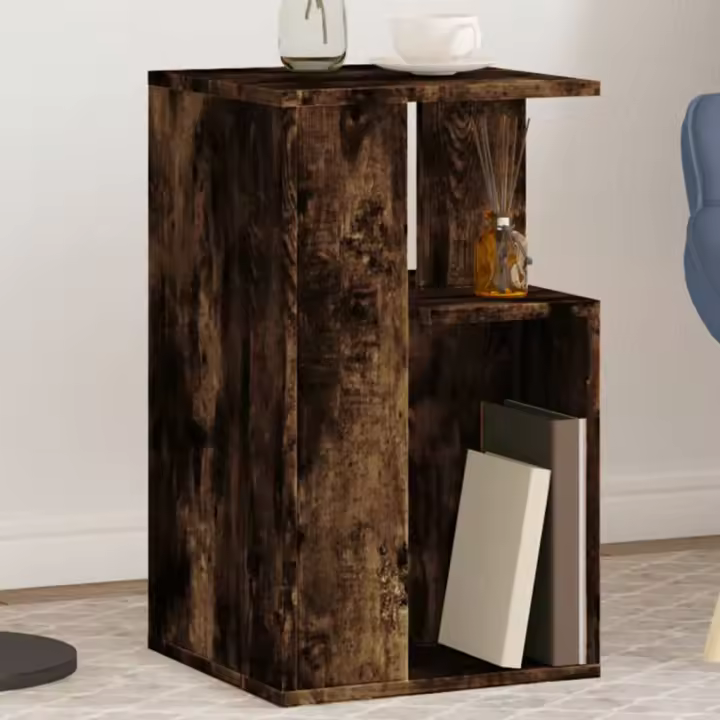 vidaXL Mesa auxiliar madera de ingeniería roble ahumado 35x35x60 cm - 1