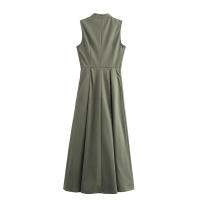 Vestido Largo Con Cremallera Para Mujer TRAF Elegante Y Elegante Vestido Sin Mangas Plisado A-Line Midi Para Fiesta Verano 2024 - details 4