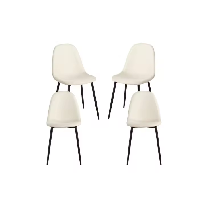 Pack 4 Sillas Black Teok Tela - Beige - 1
