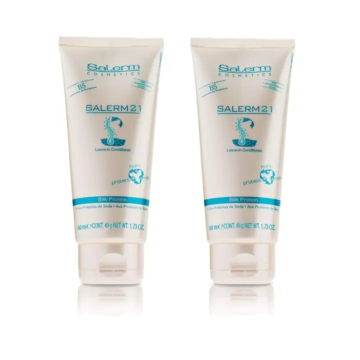 Pack  x 2 Salerm 21 50ml Silk Protein leave in conditioner con proteína de seda Nutrición profunda con o sin aclarado - 1