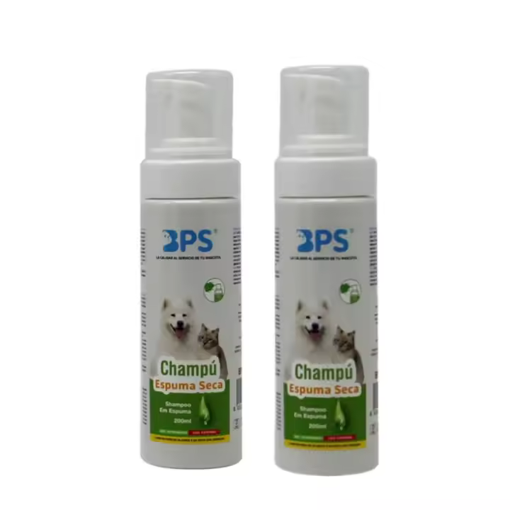 SATRLEY-BPS Champú de Espuma Seca, Shampoo para Perro, Gato, Animales Domésticos,Champú Lavado Seco Mascotas 200 ml. - 1