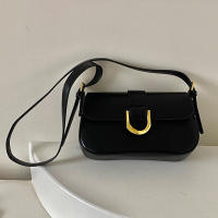 Bolso De Hombro Retro De Cuero Patentado Para Mujer Con Correa Ajustable Y Cierre De Flap Bolso Satchel De Color Sólido Bolsa De Axila Cruzada - details 9