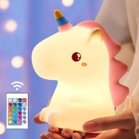 Lámpara De Noche Unicornio Con Control Remoto Para Dormitorio Luz LED De Animales Decoración Moderna Recargable Por USB - details 1
