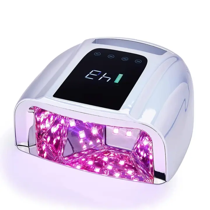 Lámpara De Uñas LED De 96W Con Espejo Y Base De Metal Recargable Secadora De Manicura Sin Cable Luz UV Para Uñas Certificación CE Peso 1.5kg - 1