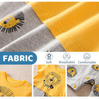 Bebé Niño Niña Nueva Casual Color Sólido Con Contraste Lindo León Cómodo Algodón Camiseta Corta Verano Jumpsuit Para Bebé - details 1