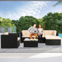 AREBOS Muebles de Jardín Polirratán Lounge | Resistente UV | Negro | Lounge Nizza - details 19