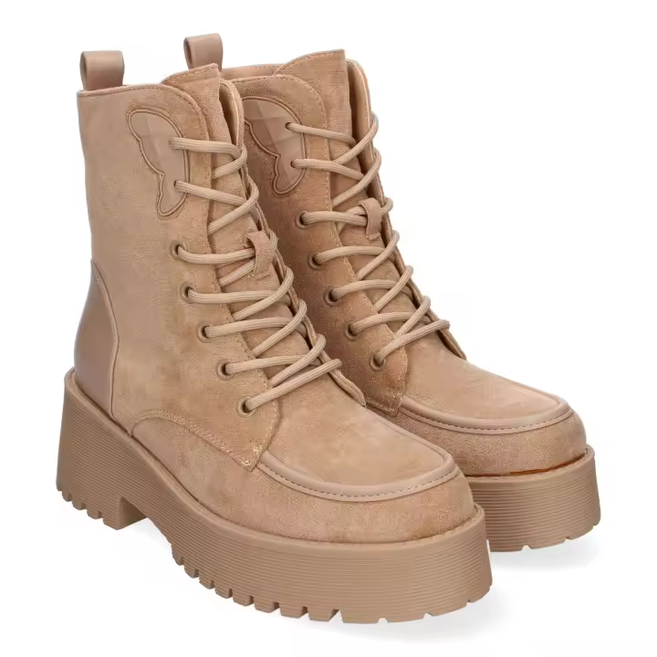 PuntoSalao Botas estilo militar con plataforma cómodas para mujer color kaki 2426 - 1