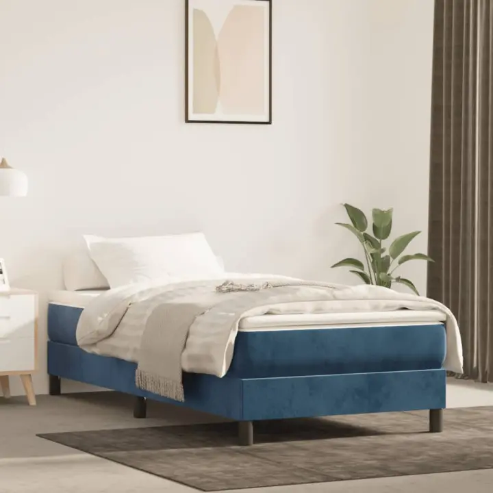 Estructura de cama sin colchón terciopelo azul oscuro 90x200 cm - 1