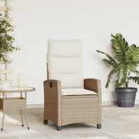 vidaXL Silla de jardín reclinable con mesa auxiliar ratán negro en color Negro y crema/beige y crema/Gris y azul y más | cómodas modernas ergonómicas para comedor cocina salón hogar - details 1