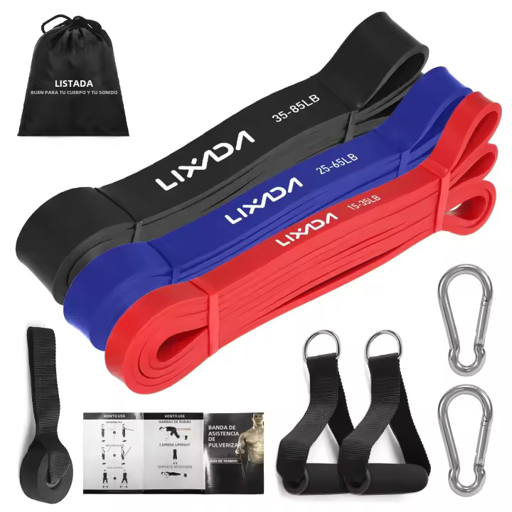 Lixada Set De 5 Bandas De Resistencia Para Ejercicio De Poder Y Estiramiento Con Bolsa De Transporte Adecuado Para Entrenamiento De Muslos Brazos Cintura Y Abdomen - 1