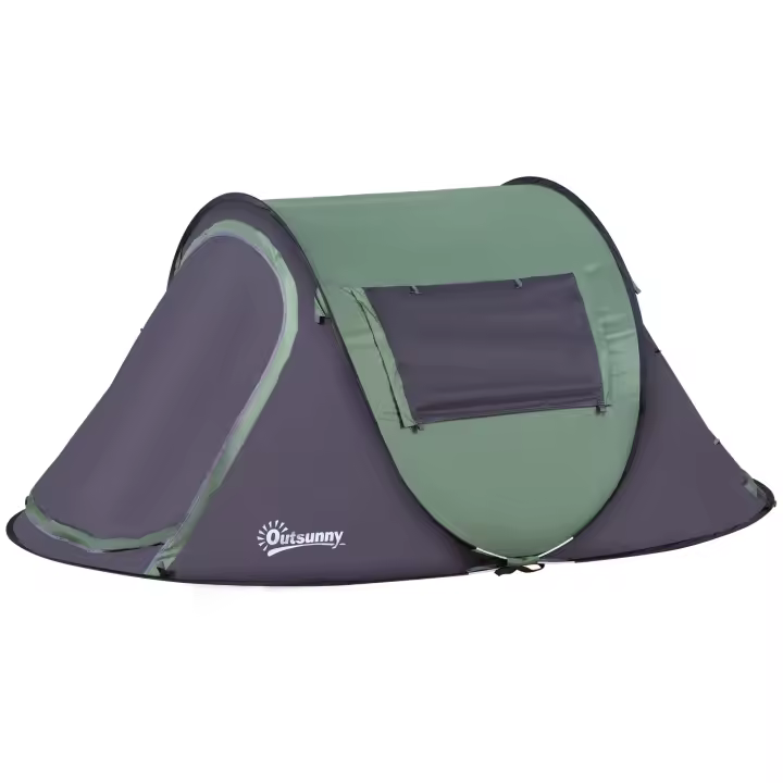 Outsunny Tienda de Campaña Pop-up para 2 Personas Tienda de Dormir con Bolsa de Almacenaje Portátil Ligera y con Mosquitero 250x150x100cm Verde - 1
