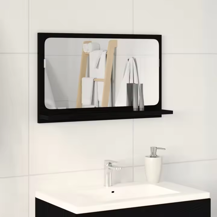 Espejo de baño vidaXL Negro Roble 60x10,5x37 cm Madera de ingeniería - 1