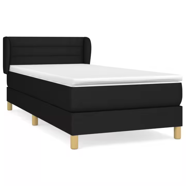 vidaXL Cama box spring con colchón tela negro 90x200 cm - 1