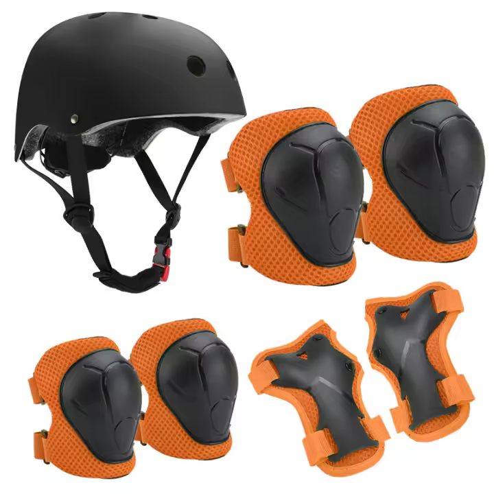 Juego de casco de bicicleta para niños, casco ajustable para niños de 3 a 10 años, juego de almohadillas para casco con rodilleras y coderas para bicicleta, patinaje, scooter, longboard y más - 1
