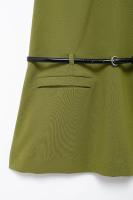 Vestido Mini Verde Con Cinturón Y Cierre De Cremallera En Espalda DUOPERI Para Mujer Estilo Vintage V-Neck Sin Mangas Chic Y Elegante Para Verano - details 5