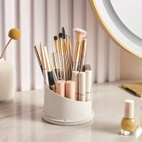 Organizador De Maquillaje Giratorio 360° Con Tapa Contenedor De Almacenamiento Para Brochas Y Cosméticos Caja Para Labiales Y Cejas Material Plástico - details 4