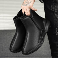 Botas De Invierno Para Hombre YRZL Negras Con Peluche Cálido Antideslizantes Ligeras Y Confortables Zapatos De Piel Artificial Cubierta Del Tobillo - details 8