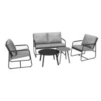 Verdecora Conjunto Kohi 5 Piezas Estilo Años 60 Acero Negro con Recubrimiento ED y Cojines Gris - details 0