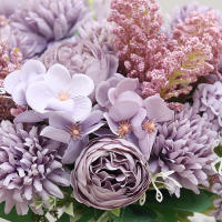 Bouquet De Flores Artificiales En Blanco Peonia Rosa Seda Para Boda Decoración De Hogar Jardín Navidad Otoño Flores Falsas Económicas - details 5