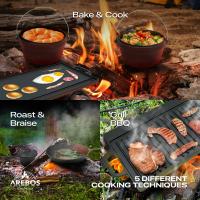 AREBOS hierro fundido Dutch Oven BBQ Set de con caja madera guantes protectores - details 16