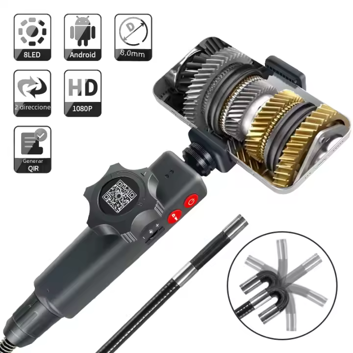 Cámara De Endoscopio Industrial 2.0MP 180 Grados Rotación Para Inspección De Automóviles Con 6 LED Compatible Con iPhone Android PC - 1