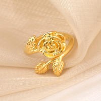 Encanto Anillo de lazo para mujer, estilo elegante, chapado en cobre de 14 quilates, con flor. - details 3