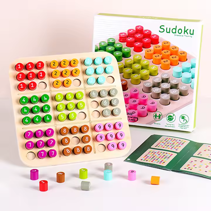 Juego De Sudoku Para Niños Juguetes Educativos De Ajedrez En Color Tablero Digital Juego De Partido Entrenamiento Cerebral Juguetes De Madera - 1