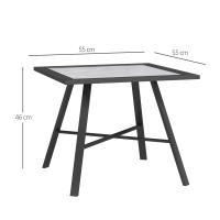 Outsunny Mesa Auxiliar Cuadrada Mesa de Jardín Exterior con Encimera de Aspecto Piedra Mesa para Exterior Terraza Patio 55x55x46 cm Negro y Gris - details 2