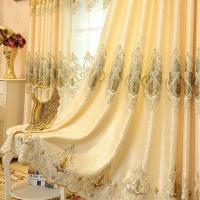 Cortinas Europeas De Lujo Para Sala De Estar Y Dormitorio Amarillo Con Encaje Elegante Cortinas De Ventana Para Villa Oscurecimiento Alta Comodidad - details 2
