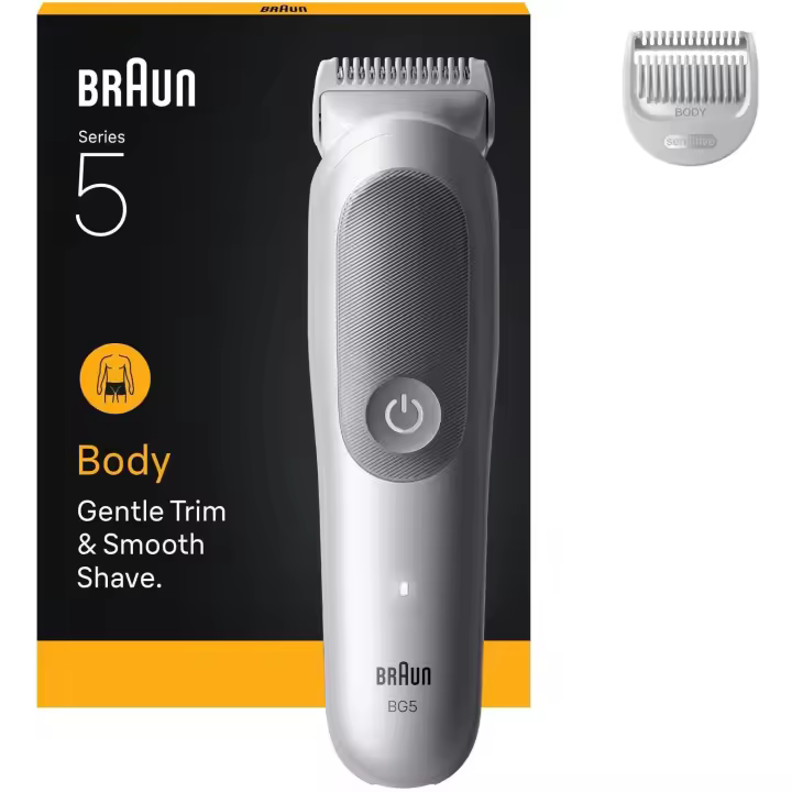 Braun BodyGroomer Series 5 BG5500, Afeitadora corporal, +1 accesorios de rasurado, Afeita Y Recorta, Wet&Dry, Color Gris. - 1