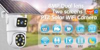 Cámara Solar Inteligente Tuya WIFI Con Doble Lente 8MP Vigilancia De Video Inalámbrica Exterior Cámara De Batería PTZ CCTV Doble Pantalla PIR Detectar - details 0