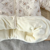 Rompeveranos Para Bebé Niña Con Sombrero Y Acolchado De Pelo Estampado Floral Estilo Coreano Invierno Cierre De Cremallera Longitud Completa - details 9