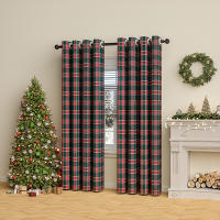 Cortinas De Navidad a Cuadros Térmicas Y Antipolvo Con Anillos Para Ventanas Cortina Negra Para Dormitorio Y Sala De Estar - details 11