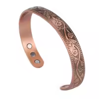 Pulsera Magnética Retro Con Anillo Flor Ajustable Para Hombres Y Mujeres Plata De Cobre Rojo Antiguo Pulsera De Cuff De Aleación De Zinc - details 2